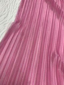 Pembe Işıltılı Piliseli Tül Kumaş