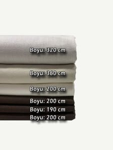 Kalın Ham Keten Kumaş Seti, Boyları 190-360 cm arası 6 adet