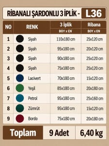 Ribanalı Şardonlu 3 İplik Kumaş Seti - 9 Adet