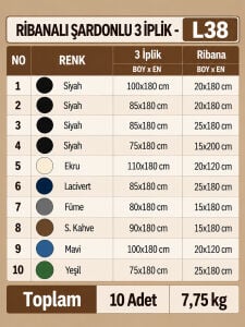 Ribanalı Şardonlu 3 İplik Kumaş Seti - 10 Adet
