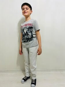 Açık Gri Jogger Erkek Çocuk Pantolon Beli Lastikli