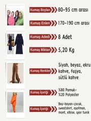 3 İplik Penye Kumaş Seti, Boyları 80-95 cm arası 8 adet
