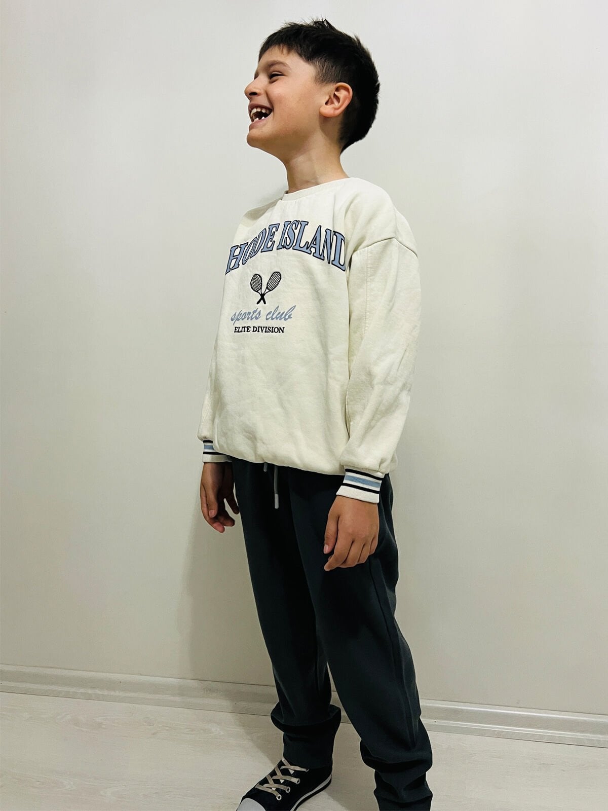 Koyu Gri (Füme) Jogger Erkek Çocuk Pantolon Beli Lastikli