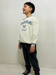 Koyu Gri (Füme) Jogger Erkek Çocuk Pantolon Beli Lastikli