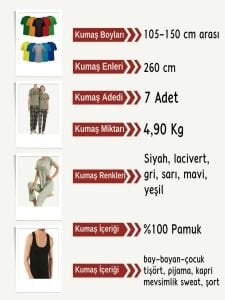 Lakost Kumaş Seti, Boyları 105-150 cm arası 7 adet