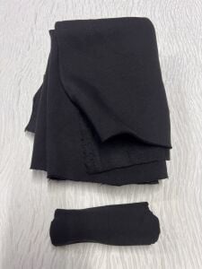 Ribanalı Şardonlu 3 İplik Kumaş, Parça 50x180 cm - Siyah