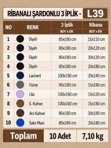 Ribanalı Şardonlu 3 İplik Kumaş Seti - 10 Adet
