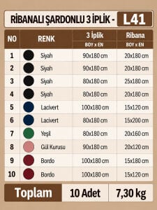 Ribanalı Şardonlu 3 İplik Kumaş Seti - 10 Adet
