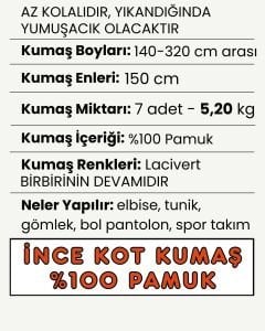 İnce Kot Kumaş Seti (%100 Pamuk), 140-320 cm arası 7 adet - Elbise ve Gömleklik Denim