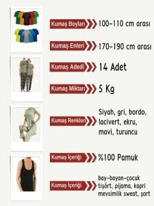 Süprem Kumaş Penye Seti, Boyları 100-110 cm arası 14 adet