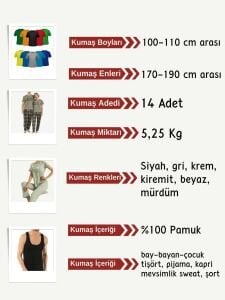Süprem Kumaş Penye Seti, Boyları 100-110 cm arası 14 adet