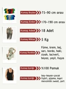 Süprem Kumaş Penye Seti, Boyları 75-90 cm arası 18 adet
