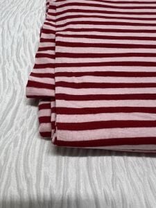 Likralı Süprem, Parça 95x180 cm - Kırmızı Pembe Çizgili