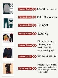 Ribana Fitilli Kumaş Seti, Boyları 60-80 cm arası 12 adet