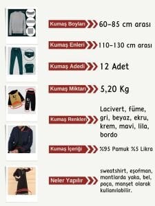 Ribana Fitilli Kumaş Seti, Boyları 60-85 cm arası 12 adet