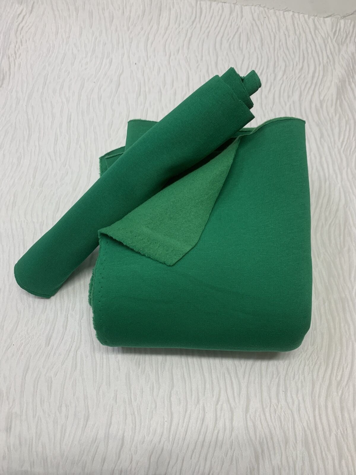 Ribanalı Şardonlu 3 İplik Kumaş, Parça 100x180 cm - Yeşil