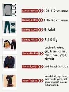 Ribana Fitilli Kumaş Seti, Boyları 100-110 cm arası 9 adet