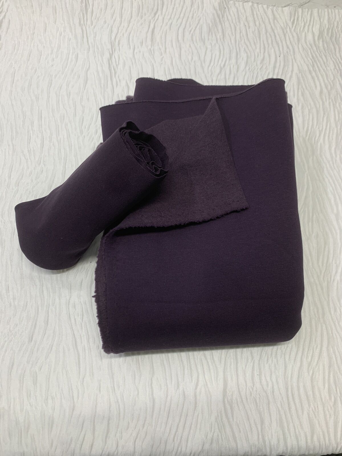 Ribanalı Şardonlu 3 İplik Kumaş, Parça 120x180 cm - Koyu Mor