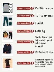 Ribana Fitilli Kumaş Seti, Boyları 90-110 cm arası 9 adet