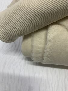 Ribanalı Şardonlu 3 İplik Kumaş, Parça 100x190 cm - Bej