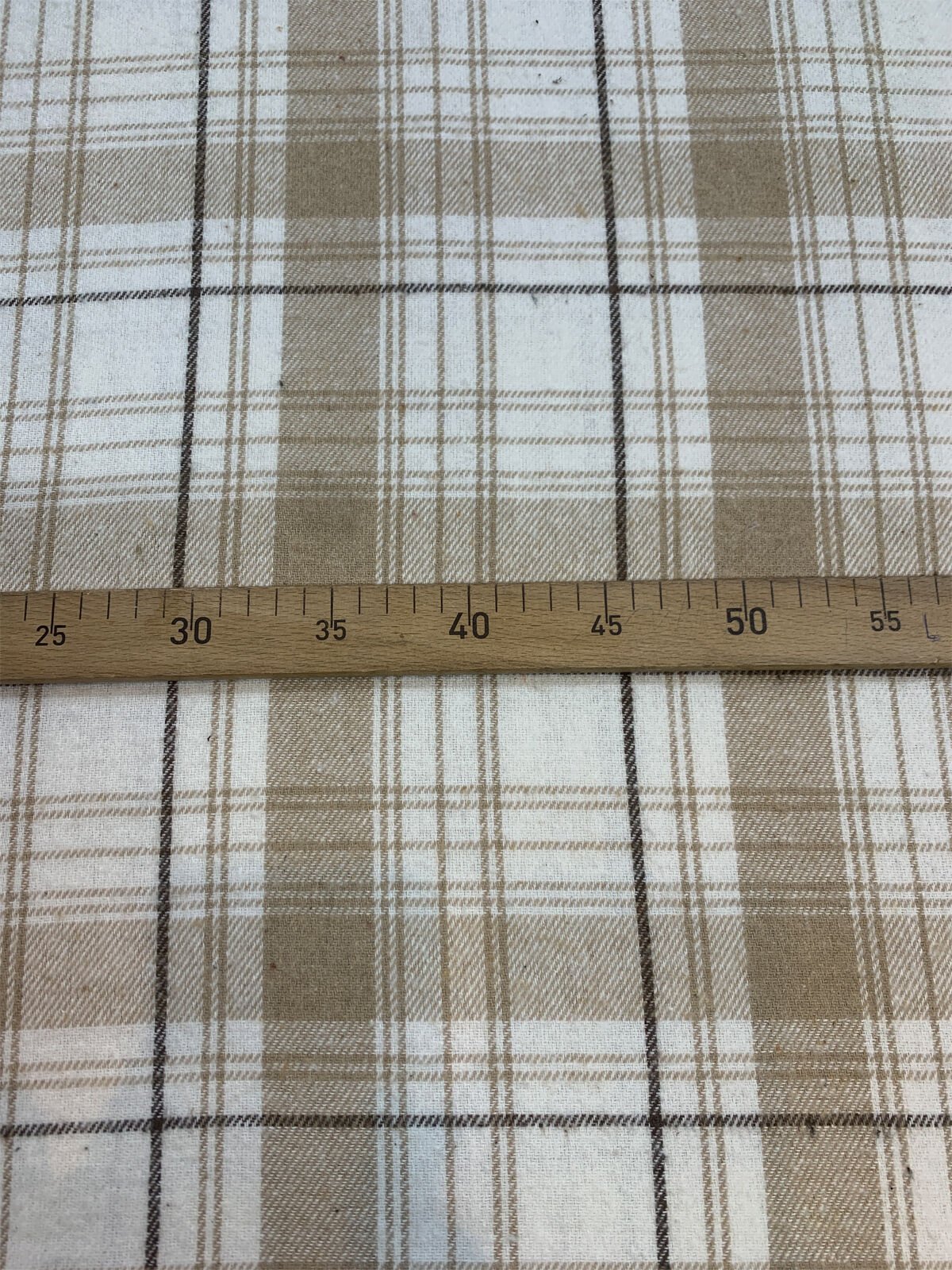 Kalın Ekose Oduncu Kumaş Kışlık - Sütlü Kahve, Krem