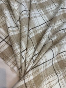 Kalın Ekose Oduncu Kumaş Kışlık - Sütlü Kahve, Krem