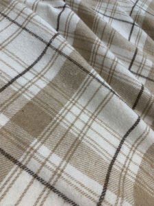 Kalın Ekose Oduncu Kumaş Kışlık - Sütlü Kahve, Krem