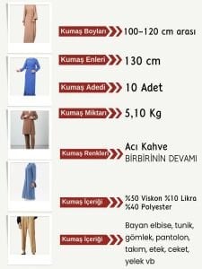 Dabıl Krep Kumaş Seti, Boyları 100-120 cm arası 10 adet