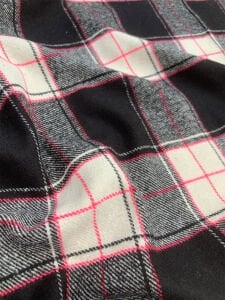 Kalın Ekose Oduncu Kumaş Kışlık - Siyah, Ekru, Pembe