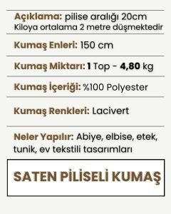 4,80 kg, Lacivert Piliseli Saten Kumaş 1 Top