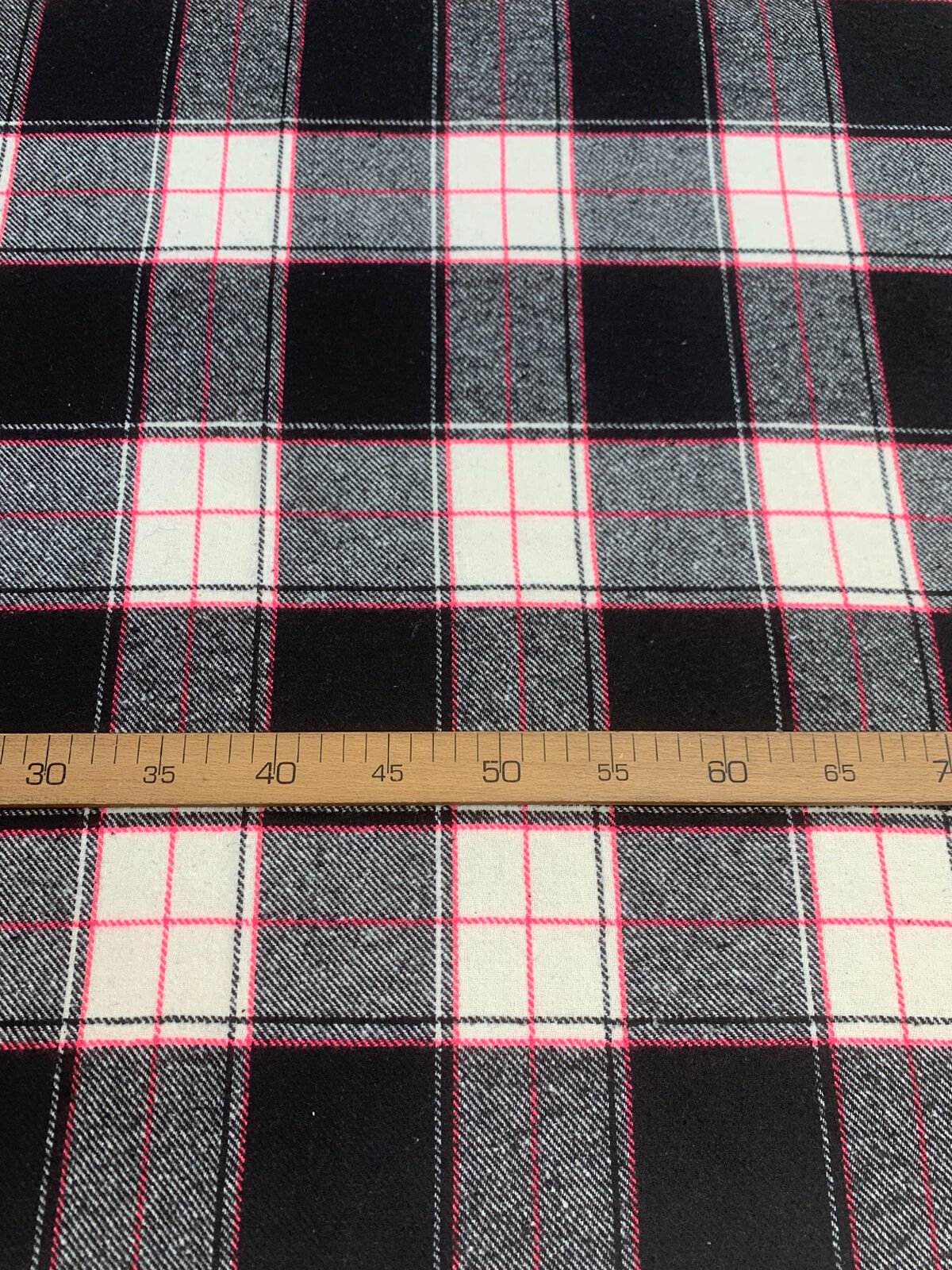 Kalın Ekose Oduncu Kumaş Kışlık - Siyah, Ekru, Pembe