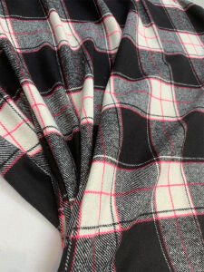 Kalın Ekose Oduncu Kumaş Kışlık - Siyah, Ekru, Pembe