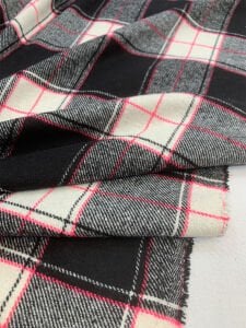 Kalın Ekose Oduncu Kumaş Kışlık - Siyah, Ekru, Pembe