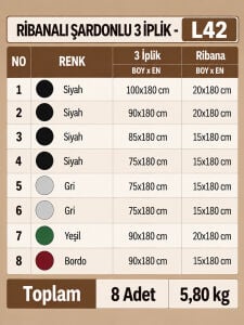 Ribanalı Şardonlu 3 İplik Kumaş Seti - 8 Adet