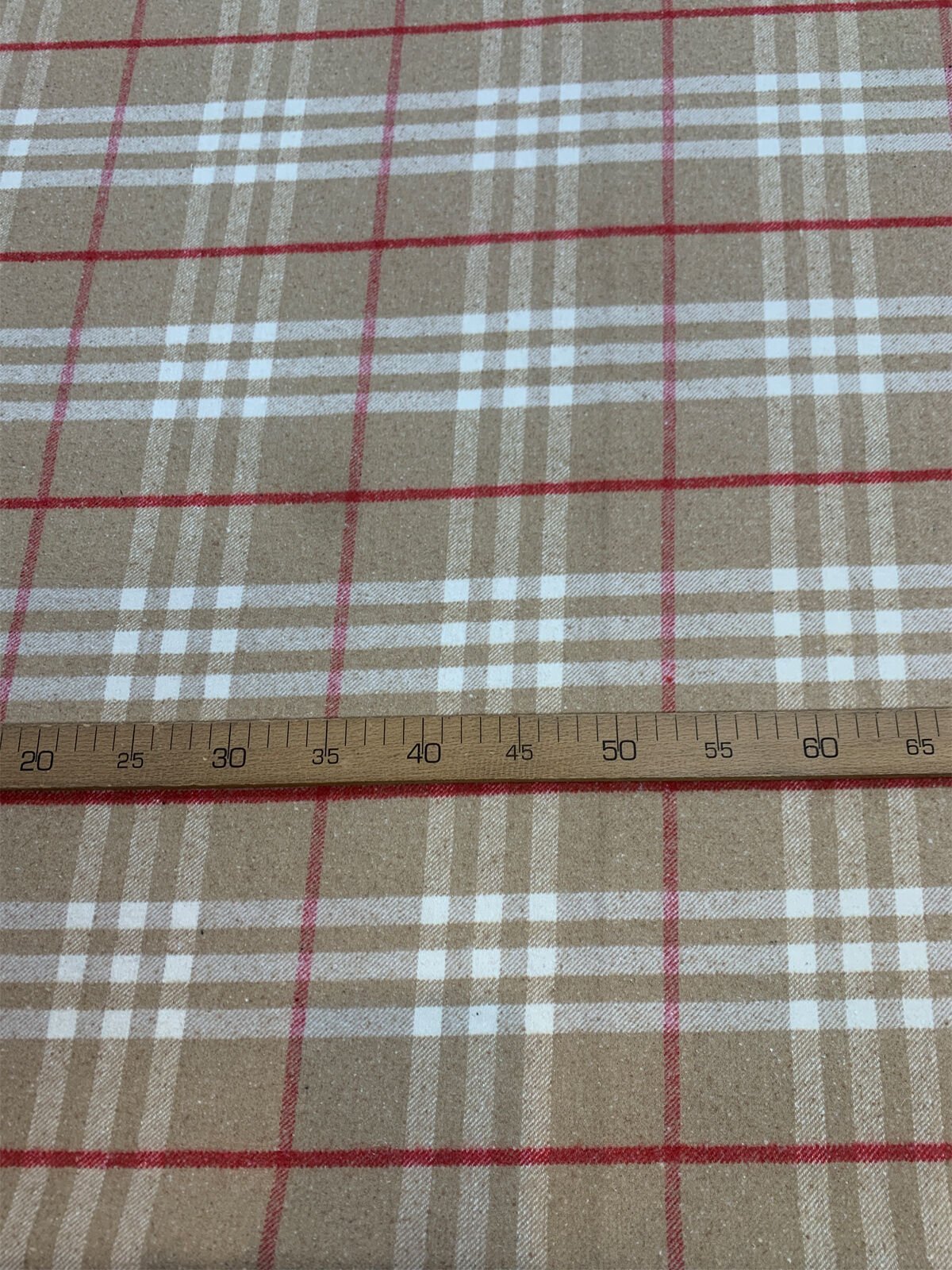 Kalın Ekose Oduncu Kumaş Kışlık - Sütlü Kahve, Kırmızı, Ekru