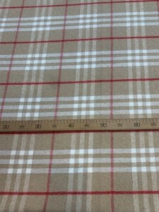 Kalın Ekose Oduncu Kumaş Kışlık - Sütlü Kahve, Kırmızı, Ekru