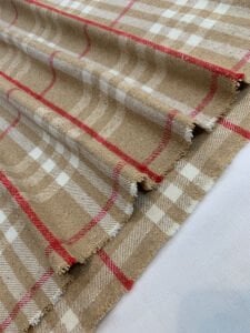 Kalın Ekose Oduncu Kumaş Kışlık - Sütlü Kahve, Kırmızı, Ekru