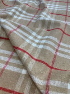 Kalın Ekose Oduncu Kumaş Kışlık - Sütlü Kahve, Kırmızı, Ekru