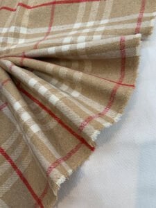 Kalın Ekose Oduncu Kumaş Kışlık - Sütlü Kahve, Kırmızı, Ekru