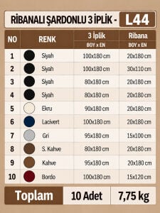 Ribanalı Şardonlu 3 İplik Kumaş Seti - 10 Adet