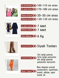 Ribanalı 3 İplik Kumaş Seti, Boyları 100-110 cm arası 7 adet