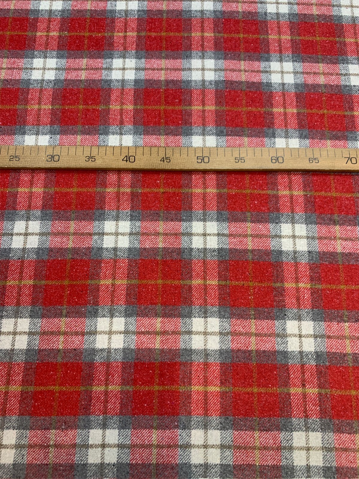Kalın Ekose Oduncu Kumaş Kışlık - Kırmızı, Gri, Ekru