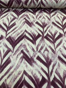 Mürdüm Krem Fırça Efektli Desenli Viskon Kumaş