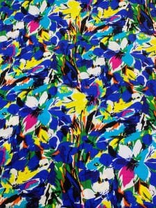 Mavi Çiçekli Desenli Viskon Kumaş