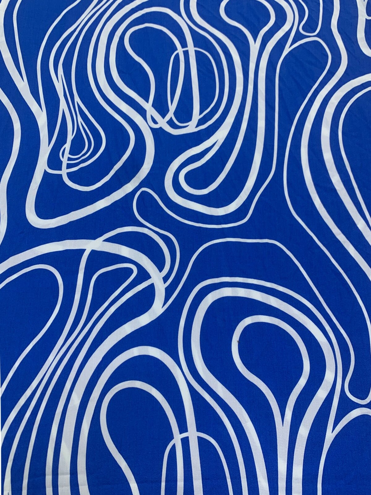 Mavi Soyut Sarmal Desenli Viskon Kumaş