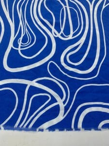 Mavi Soyut Sarmal Desenli Viskon Kumaş