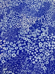 Mavi Papatya Desenli Viskon Kumaş