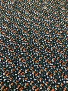 Haki Çıtır Çiçek Desenli Viskon Kumaş