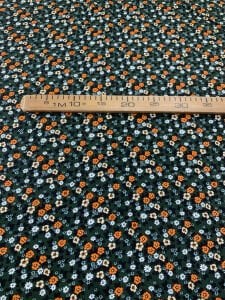 Haki Çıtır Çiçek Desenli Viskon Kumaş