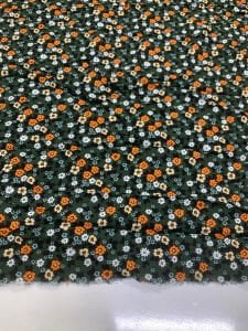 Haki Çıtır Çiçek Desenli Viskon Kumaş